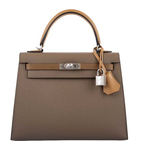 Hermès Limited Edition Sellier Kelly 25 Etoupe, Alezan & Biscuit 